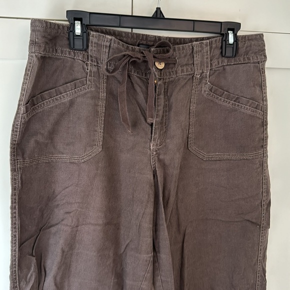 Nine West Jeans Brown Linen Blend Drawstring w/ Rolled Legs Capri 12 - Picture 2 of 9